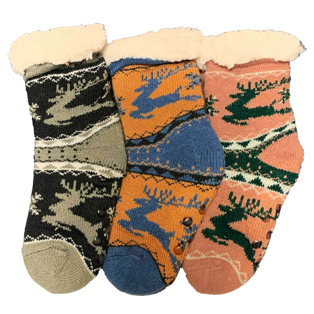 SocksKnee - Winter Sherpa Lined Knitted Fluffy Thermal Soft Warm Cozy Christmas Slipper Gift 