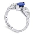 thumbnail image 2 of Pompeii 2 1/30ct Diamond & Marquise Blue Sapphire Vintage Ring 14K White Gold (G/H,VS1), 2 of 3