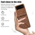 thumbnail image 6 of ELEHOLD Crossbody Wallet Case for Samsung Galaxy Z Flip 3 with RFID Card Slots Zipper Pocket Kickstand Function Shockproof Purse Case with Detachable Shoulder Strap for Samsung Z Flip 3,Brown, 6 of 9