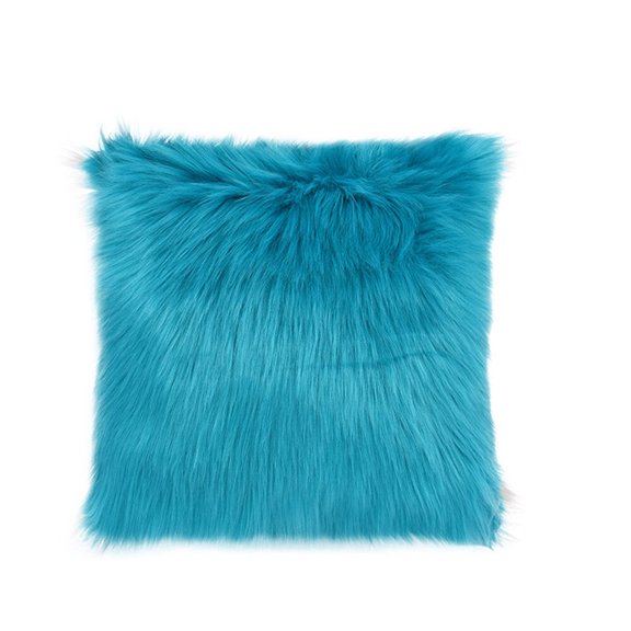 ETEREAUTY 1Pc Blue Plush Throw Pillow Cover Wool Cushion Cover Warm Soft Touch for Home