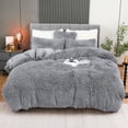 thumbnail image 1 of Juego de funda de edredón BLEUM CADE Fluffy Plush King Size, gris claro, 1 of 6