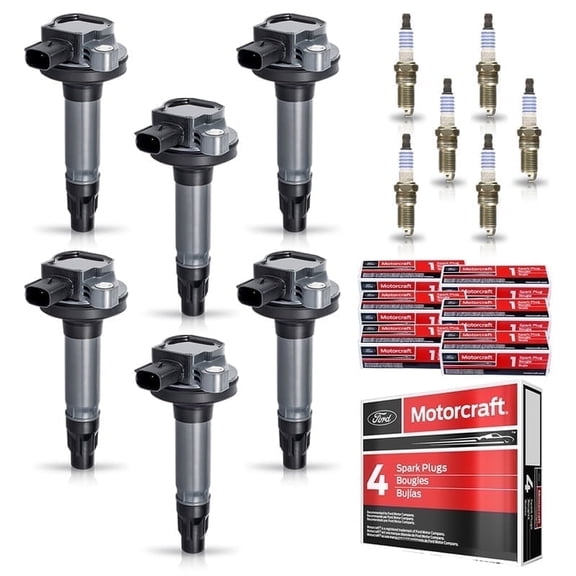 Set of 6 ISA Ignition Coils & 6 Motorcraft Spark Plug For Lincoln Ford Mustang Edge Explorer F150 Flex Taurus Transit 150 250 350 MKS MKT MKX MKZ Replacement for UF553 DG520 SP589 SP520