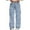 01_Blue, variant on QUOTAY Baggy Jeans Girls Wide Leg Elastic Waist Cargo Pants Trousers Denim Girls Pants for Children 03_Dark Blue,5-6 Years