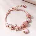 thumbnail image 1 of Rose Gold Swan Charm Bracelet with Rhinestone Accents - DIY Beaded Copper Bracelet for Women, 1 of 4