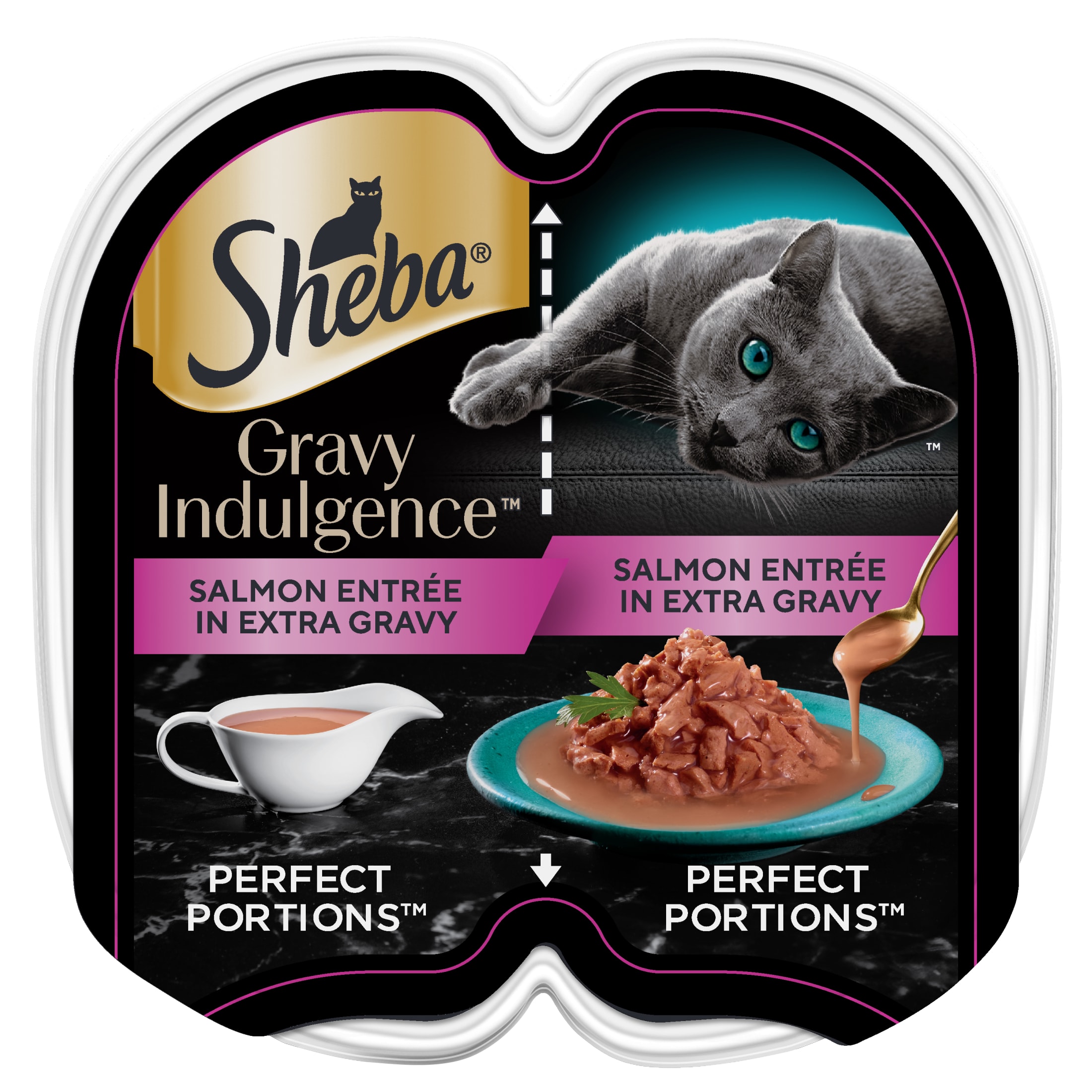 Sheba Gravy Indulgence Salmon Entree In Extra Gravy Cat Food, 2.6 Oz Twin-Pack Tray