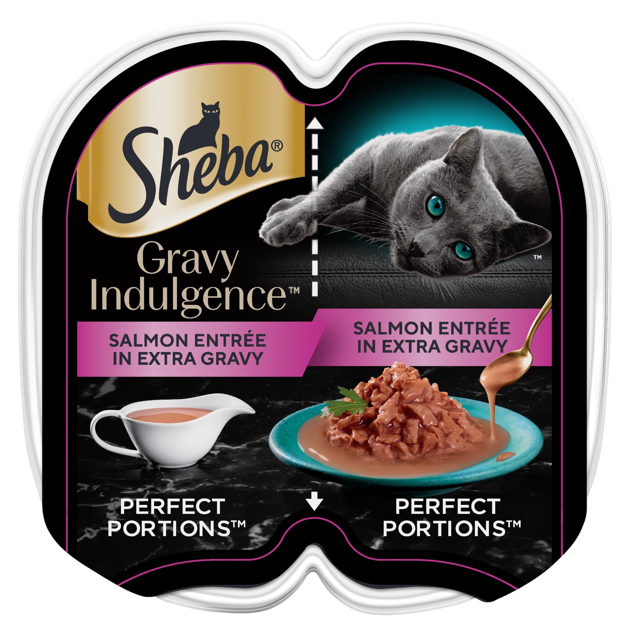 Sheba Gravy Indulgence Salmon Entree In Extra Gravy Cat Food, 2.6 Oz Twin-Pack Tray