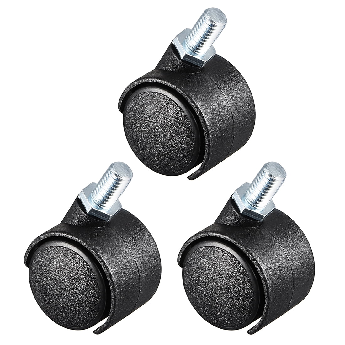 3 Pcs 1 Inch Swivel Caster Wheels Nylon 360 Degree Threaded Stem 22lb