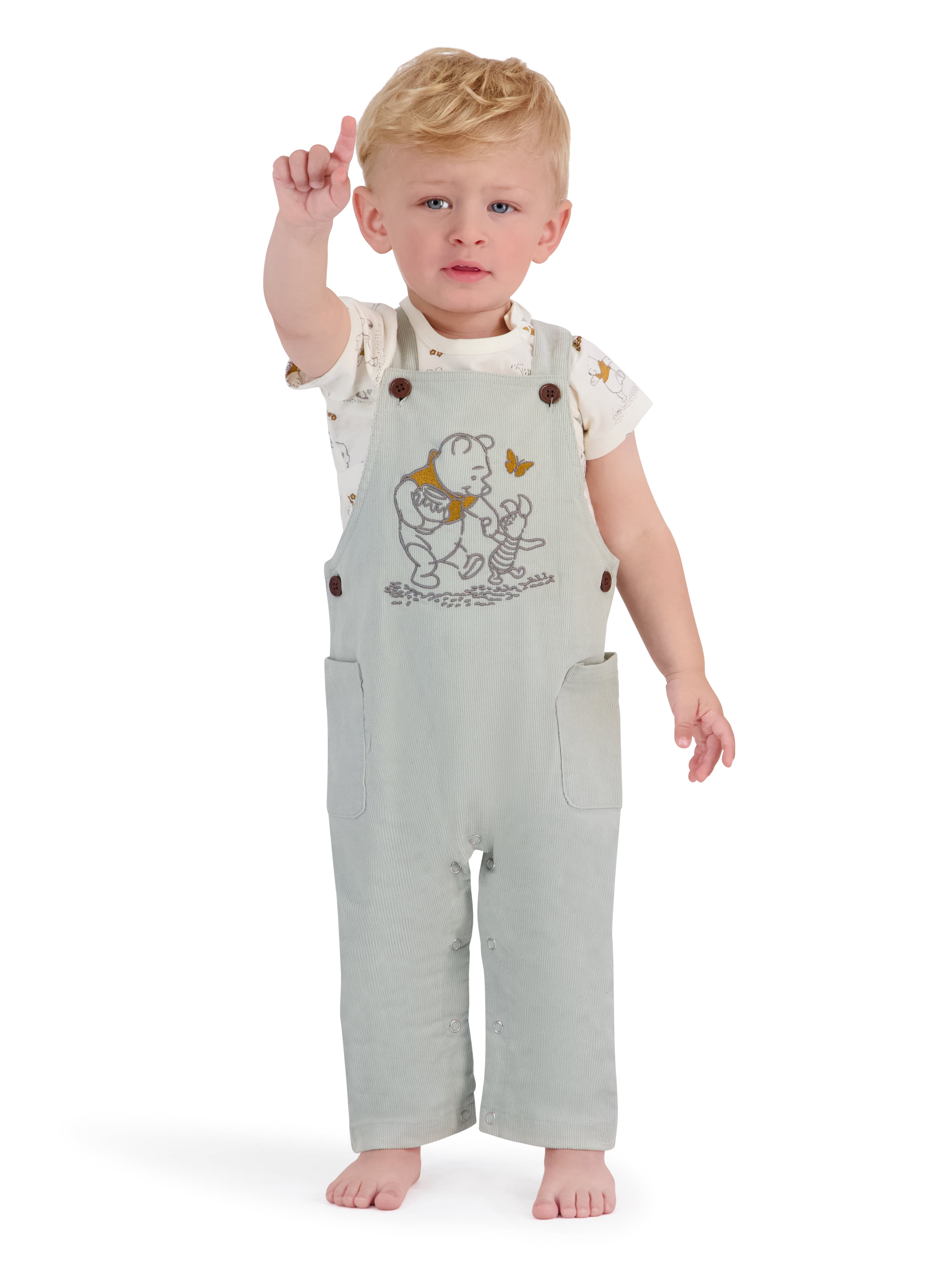 Winnie The Pooh Baby Boy 2 Piece Corduroy Overall Set, Sizes 0-24 Months