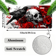 thumbnail image 2 of 1 Pcs 2D Flat License Plate Covers & Frames, Raven Skull and Roses For Decorative Front, Waterproof For Decoration Aluminum License Plate Covers & Frames Cover For Men Women, 12" X 6", 2 of 7