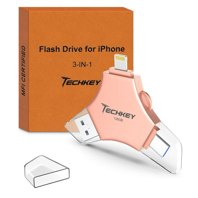 Unidad flash USB 3.0 de 128 GB con certificación MFi para iPhone, rosa