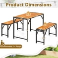 thumbnail image 3 of Gymax 3 PCS Dining Set for 4 People Outdoor Picnic Table & 2 Benches w/ Metal Frame, 3 of 10