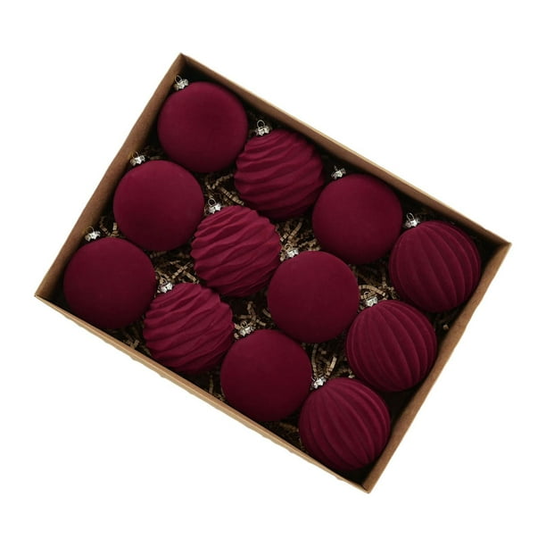 12 piezas de adornos de bolas de Navidad Strade Fareast Limited decoración única y práctica Rojo oscuro