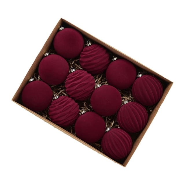 12 piezas de adornos de bolas de Navidad Strade Fareast Limited decoración única y práctica Rojo oscuro