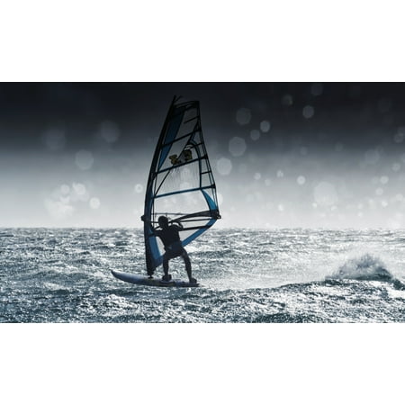 Windsurfing With Water Drops On Camera Lens Tarifa Cadiz Andalusia Spain Canvas Art - Ben Welsh Design Pics (40 x 22)