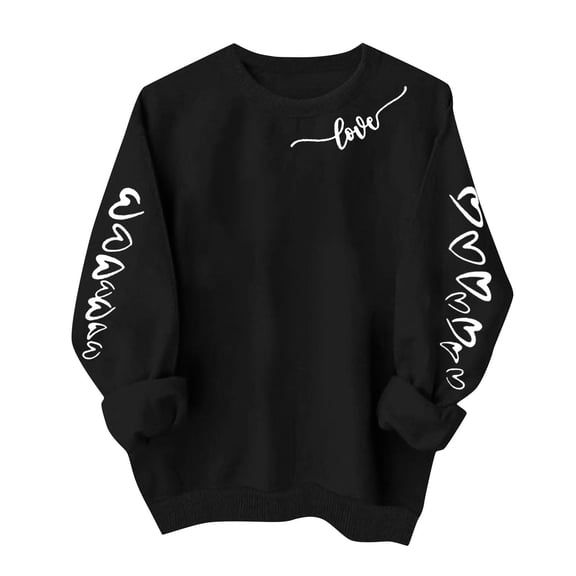 yievot Women's Valentine Sweatshirts Crew Neck Pullover Tops Heart Printed Loose Casual