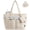 Beige, variant on Puffer Tote Bag for Women Quilted Work Tote Handbags with Zipper 15.6 inch Teacher Nurse Bags for Office