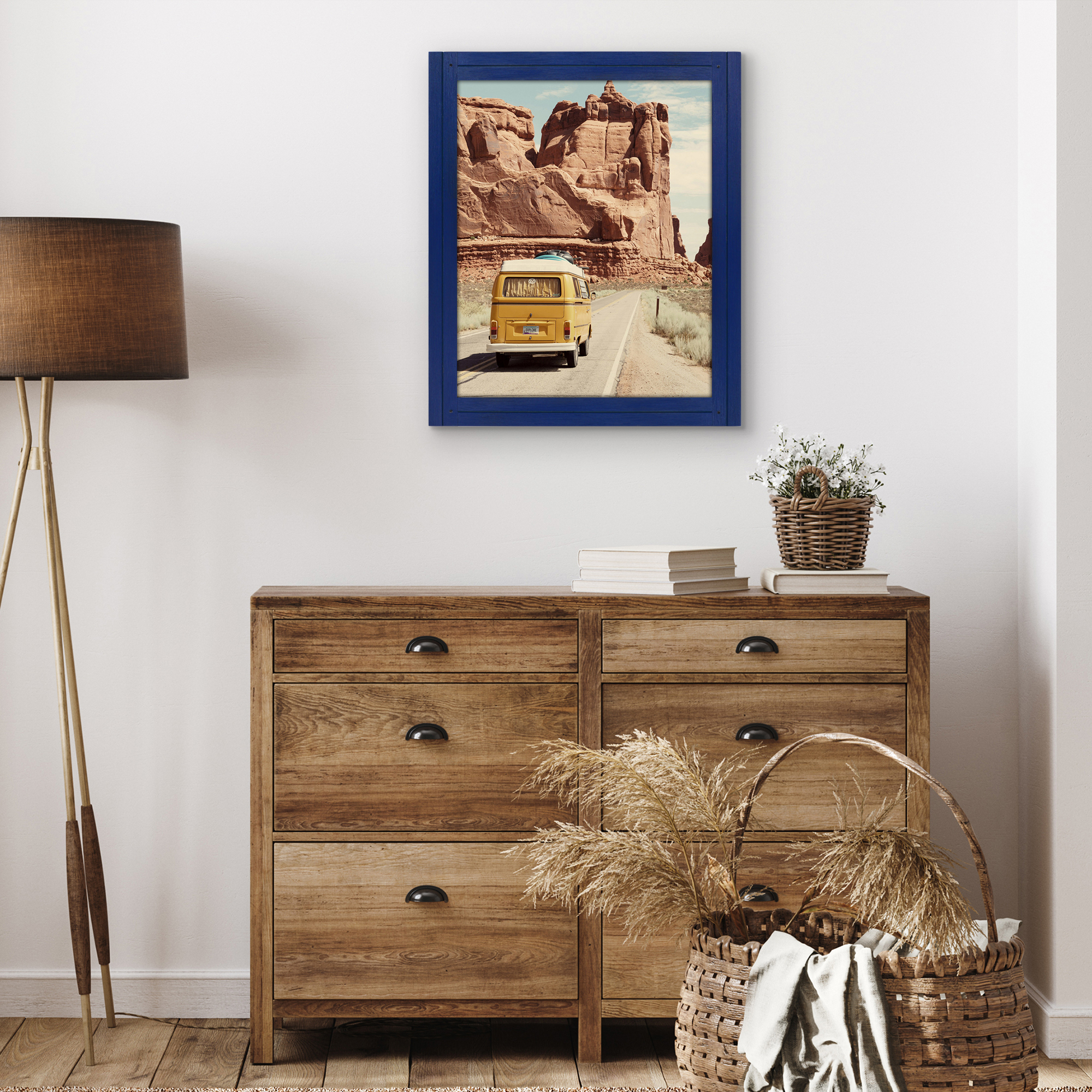 Americanflat 16x20 Picture Frame with Polished Plexiglass Hampton Collection Distressed Frames - Navy Blue
