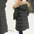 thumbnail image 6 of Fesfesfes Kids Winter Hooded Parka Jacket Mid Length Coat with Large Collar Windproof Warm Thickened Down Filled Outerwear for Children Boys Girls(Black,3-4 Years), 6 of 9