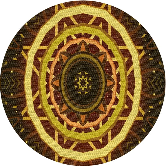 Ahgly Company Indoor Round Patterned Blood Night Red Area Rugs, 4' Round