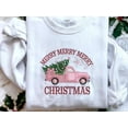 thumbnail image 2 of Pink Retro Merry Christmas Truck Embroidered Sweatshirt, Coquette Christmas Tree Shirt, Cute Holiday Sweater, Vintage Christmas Sweatshirt, 2 of 4