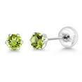 thumbnail image 5 of Gem Stone King Platinum Green Peridot Stud Earrings for Women Men (0.60 Cttw, Gemstone August Birthstone, Round 4MM), 5 of 6