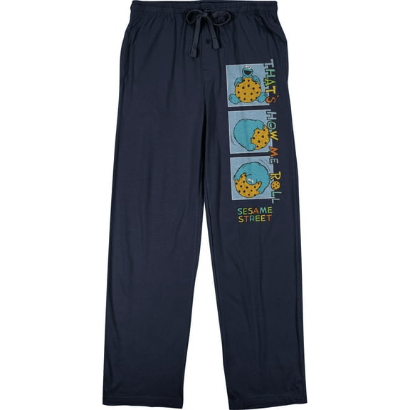 Sesame Street That's How Me Roll Men's Navy Sleep Pajama Pants-Large