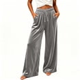 thumbnail image 5 of UKHCCC Wide Leg Pants for Women Velvet with Pockets High Waist Palazzo Trousers Flowy Dressy Casual Loose Fit Soft Velvety Office Party Evening S-2XL, 5 of 8