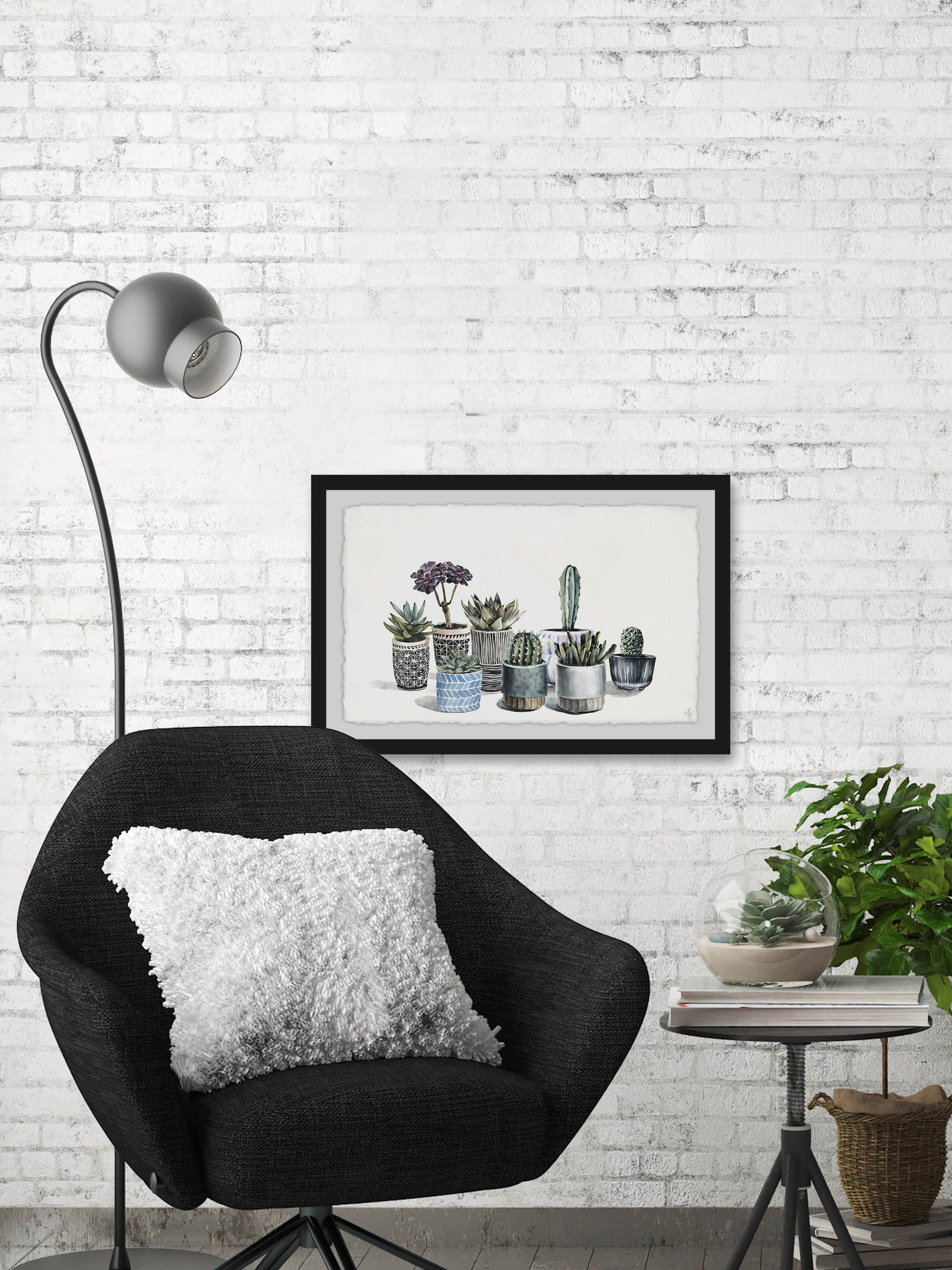 Garden Of Succulents Framed Painting Art Print, 45.00" x 1.50"