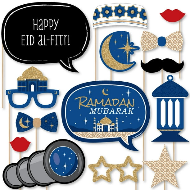 Ramadan - Eid Mubarak Photo Booth Props Kit - 20 Count - Walmart.com ...