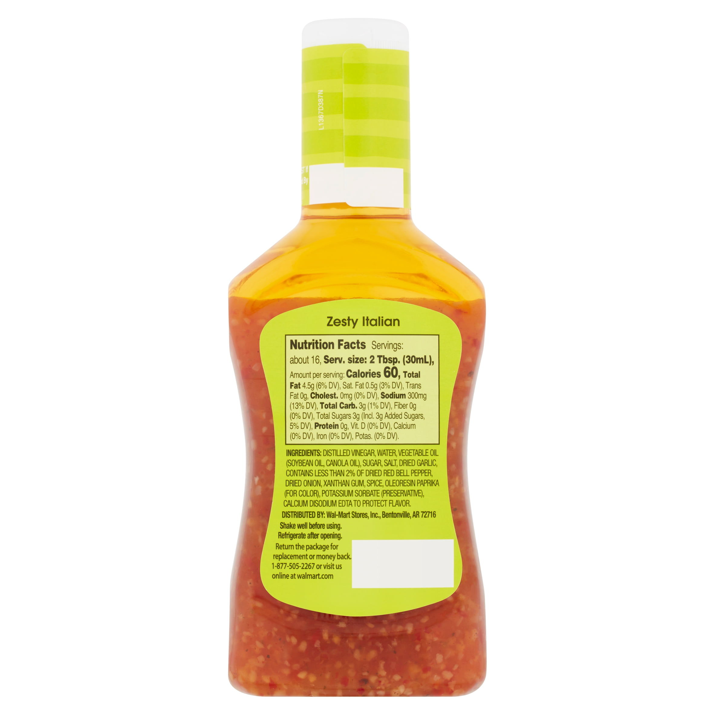 (12 pack) Great Value Zesty Italian Dressing & Marinade, 16 fl oz