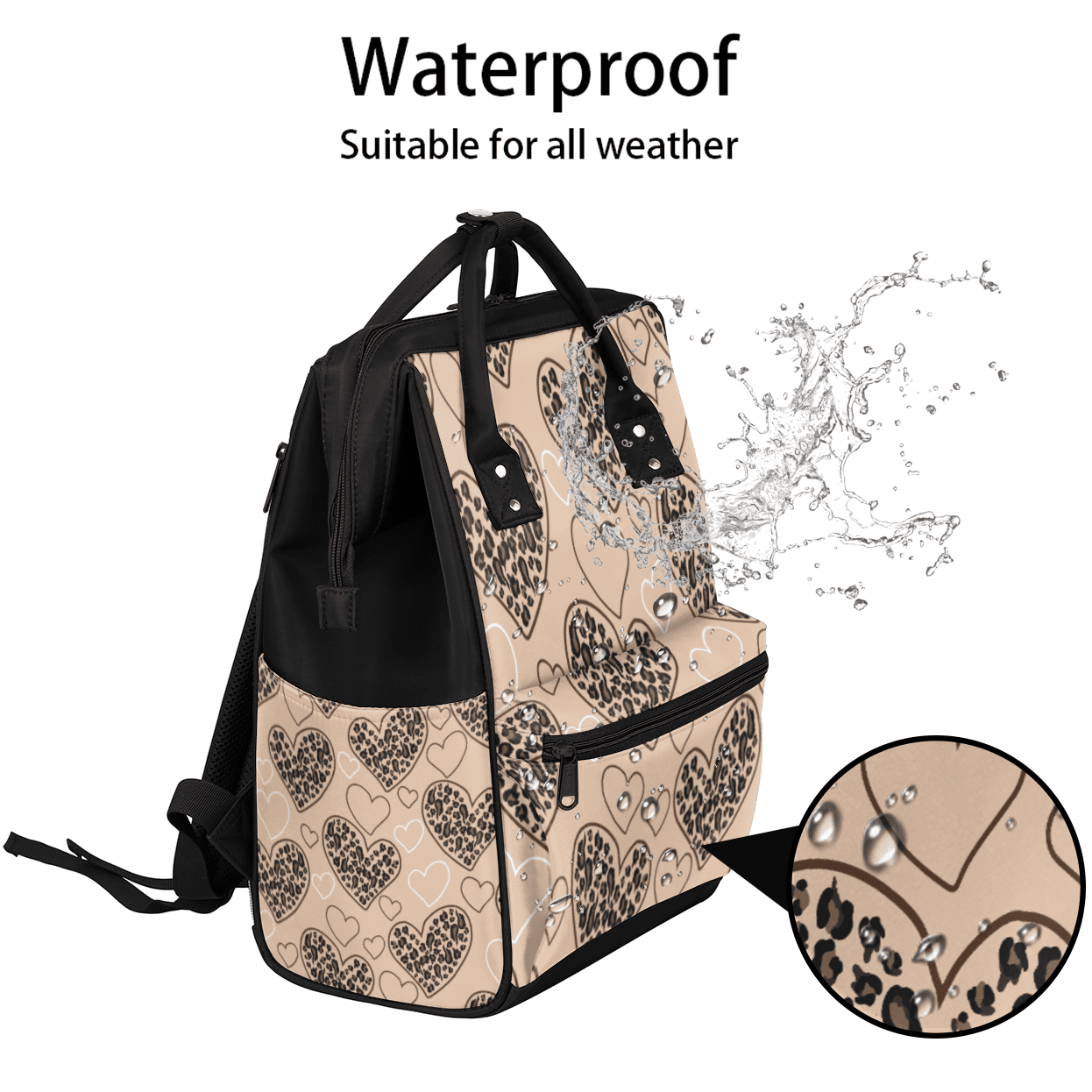 Leopard Diaper Bag Backpack for Mom, Large Capacity Travel Backpack, Multi-Pocket Backpack with Adjustable Straps, 15.7x11x7In