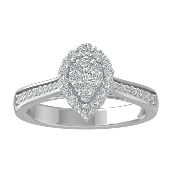 ARAIYA FINE JEWELRY 925 Sterling Silver Round-shape Diamond Composite Ring (1/2 cttw, I2-I3 Clarity, I-J Color) Size 8