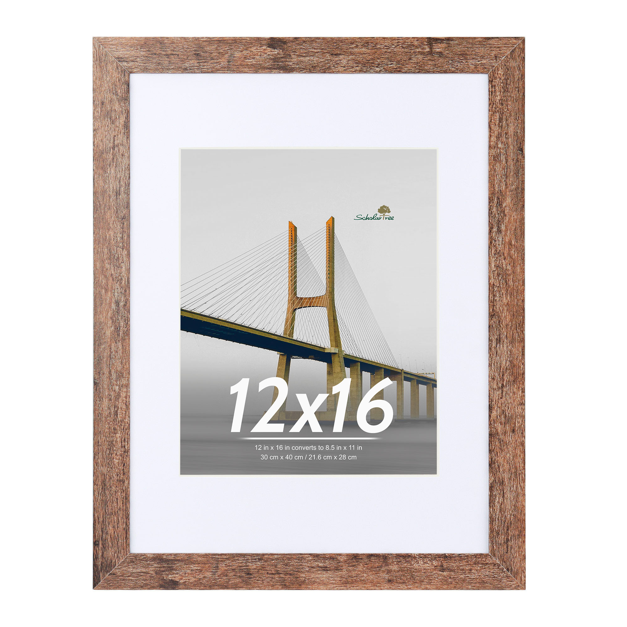 Scholartree 12x16 Wood Picture Frames, Brown, Set of 2 photo 2