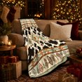 thumbnail image 3 of Western Cowhide Print Geometric, Dramatic Artistic Scene, Warm Flannel Blanket for Cabin and Lodge with Detailed Artwork, Art Lovers Valentine's Day Gift, Artistic Home Decor, 3 of 9