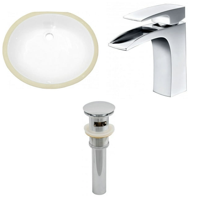 19.5-in. W CUPC Oval Bathroom Undermount Sink Set In White - Chrome Hardware - Overflow Drain Incl. AI-13234