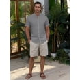 thumbnail image 5 of sogami Men's Breathable Cotton Linen Short Sleeve Button Down Summer Shirt, 5 of 8
