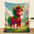 thumbnail image 2 of Cozy Strawberry Unicorn Flannel Throw Blanket Soft Warm & Versatile For Couch Bed Office And Travel, 2 of 6