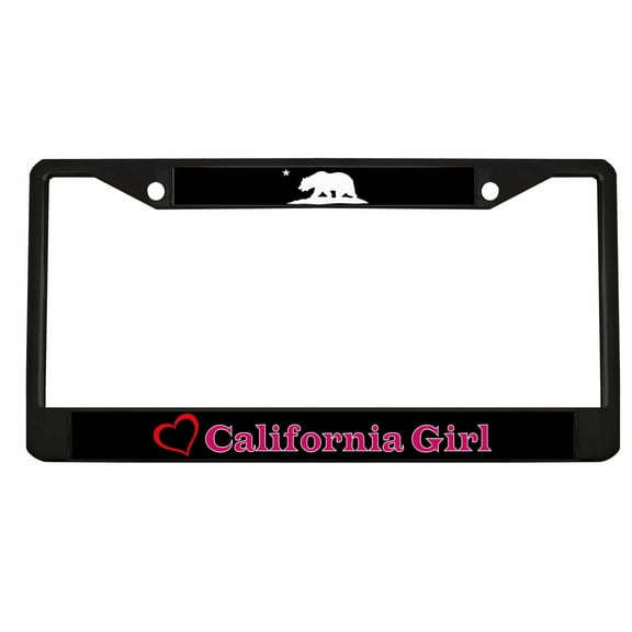 California Girl Style Metal License Plate Frame Personalized/Car Accessories Car Tag Holder Cover (Black/Black/Dark Pink)