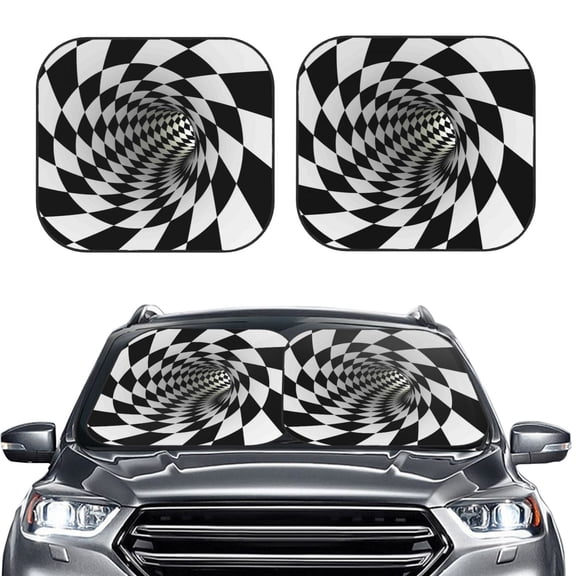 Kdxio 3d Vortex Illusion Print 2-Piece Sun Shade Front Windshield - Foldable Car Front Window Sunshades For Most Sedans Suv Truck