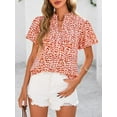 thumbnail image 6 of PRETTYGARDEN Boho Short Sleeve Floral Work Blouses for Women Dressy Casual V Neck Puff Sleeve Loose Chiffon Flowy Tops Shirts, 6 of 7