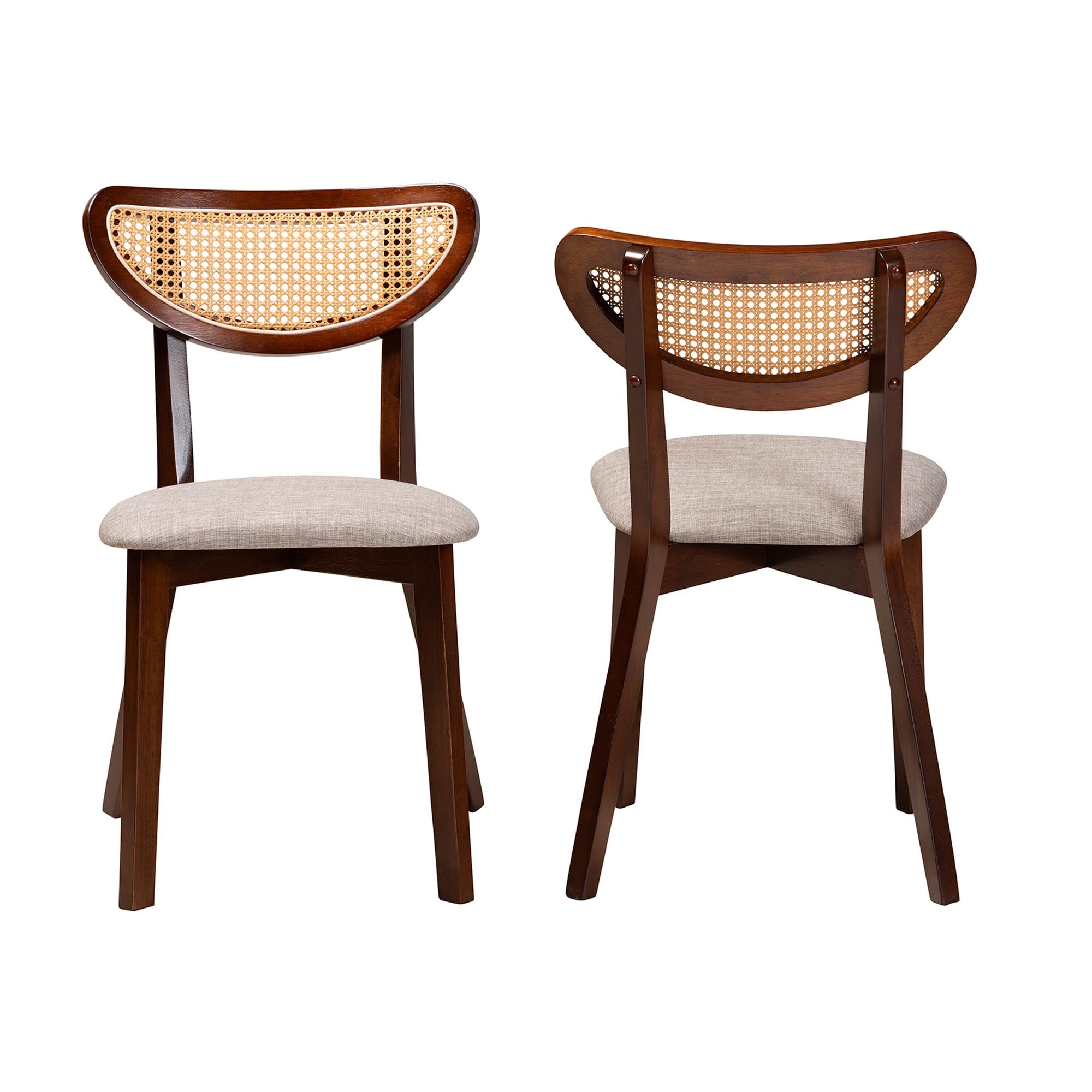 Baxton Studio Dannell Mid-Century Modern Grey Fabric and Walnut Brown Finished Wood 2-Piece Dining Chair Set