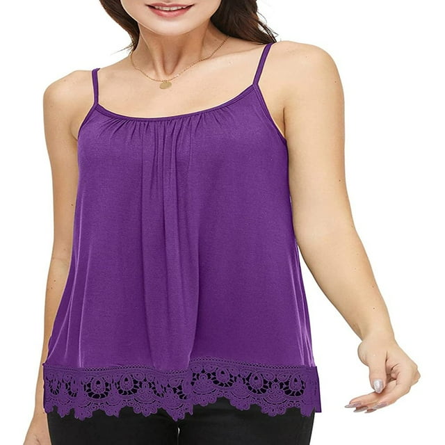 CHUANK Débardeurs avec Soutien-Gorge Intégré pour Femmes Bretelles Spaghetti Réglables Débardeur Sans Manches Été