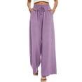 thumbnail image 6 of SWQZVT Womens Pants Casual Wide Leg Palazzo Lounge Pants Comfy High Waist Drawstring Dress Pants for Women Loose Trousers with Pocket, 6 of 7