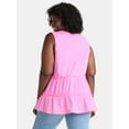 thumbnail image 3 of Terra & Sky Women's Plus Sleeveless Cotton Mixed Media Tunic Tank Top, Sizes 0X-5X, 3 of 5