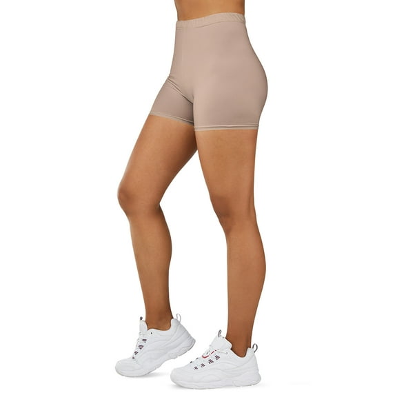 Gilbin Soft High Waist Yoga Stretch Mini-Bike Shorts for Women (Beige 1X-2X)