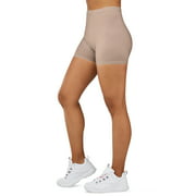 Gilbin Ultra Soft High Waist Yoga Stretch Mini-Bike Shorts for Women-Many Colors-One Size & Plus Size (Beige S-L)