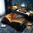 thumbnail image 3 of meiyoeat Ancient Magic Book Dragon Twin Comforter Sets for Boys Girls Kids, Retro Gothic Animal Bedding Set, Orange Black, Black Reversible, 2pcs, 1 Comforter and 1 Pillowcase, 3 of 6