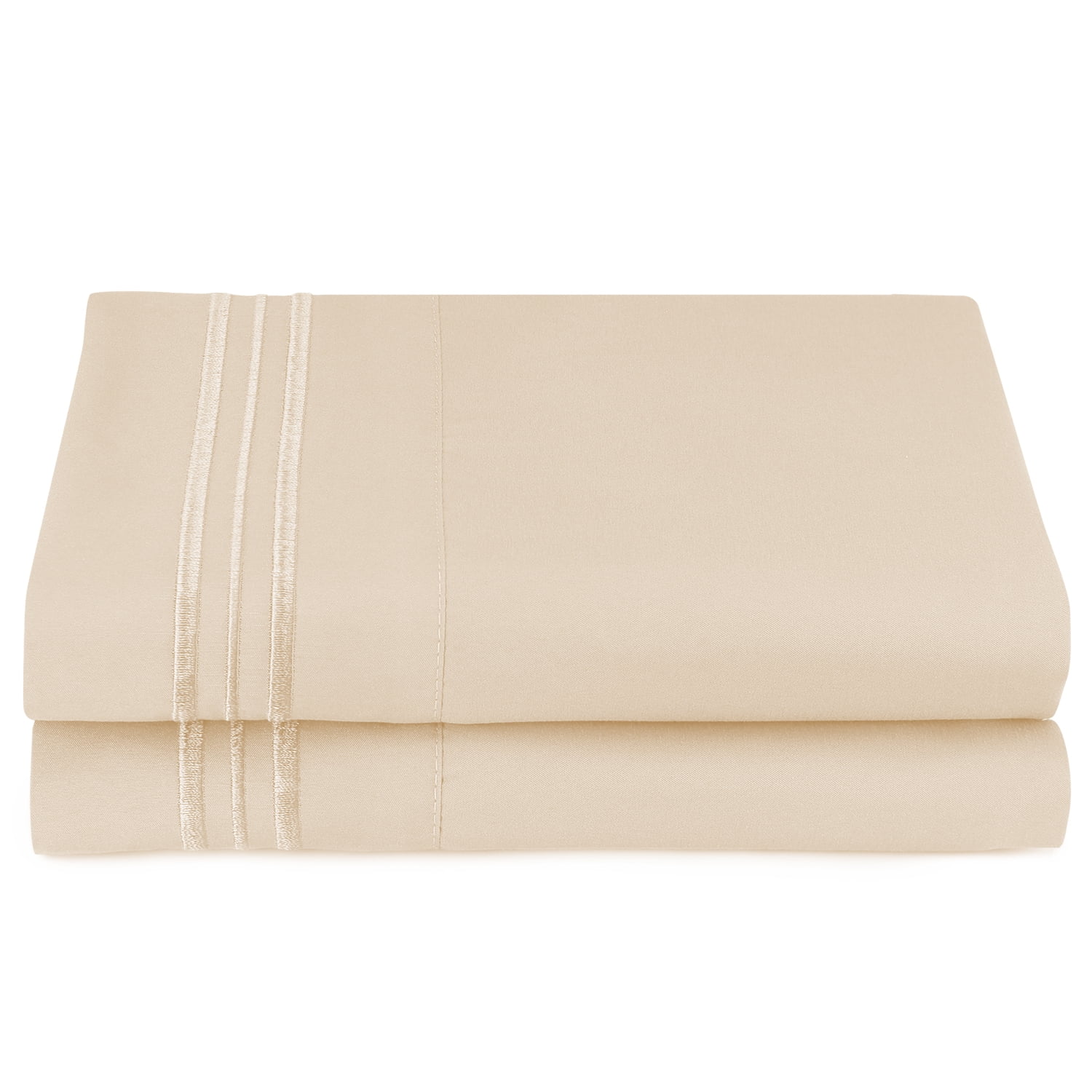 Clara Clark Pillow Cases Premier 1800 Microfiber Collection Pillow Case Set Of 2 Pieces, King Size, Beige Cream