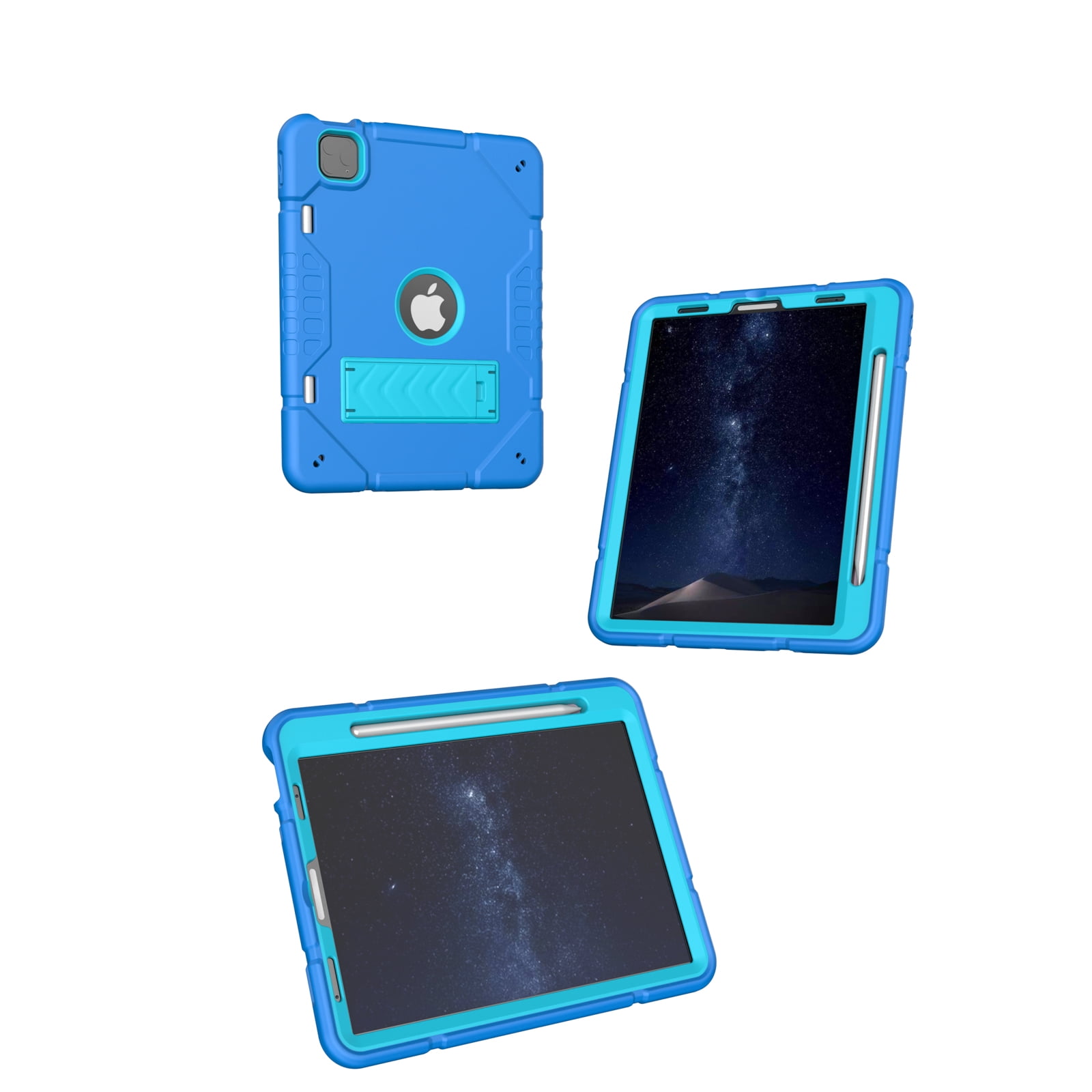 Allytechgroup Case for Apple iPad Air 11 Inch M4 M3 M2 2026/2025/2024, Rugged Tablet Case with Kickstand Pencil Holder Logo Hole Kids Friendly TPU + PC Cover, Blue