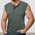 thumbnail image 2 of Men's Summer Fashion Sleeveless Wide Shoulder Back Center Collar Button Up Fitness, 2 of 6